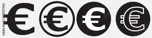 European euro currency or euro currency symbol flat icon set. vector illustration.
