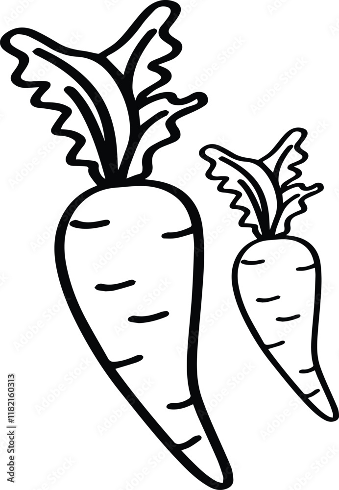 Carrot outline coloring book page and digital line art. Carrot outline coloring book page and digital line art.