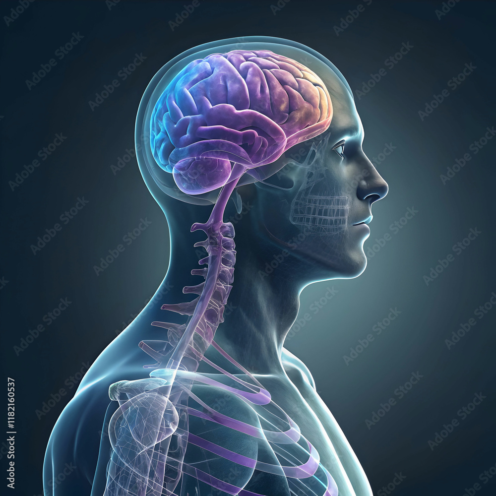 The human brain is the central organ of the nervous system,