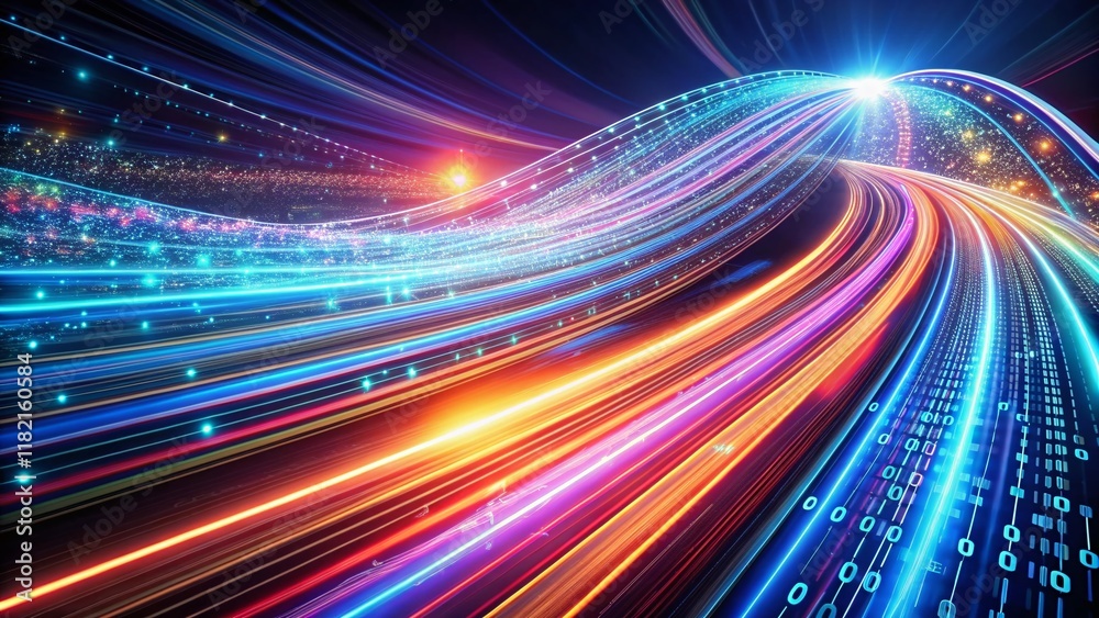 Streaming Data: Long Exposure Photography of Binary Code Representing Internet Data Transfer Streaming Data: Long Exposure Photography of Binary Code Representing Internet Data Transfer