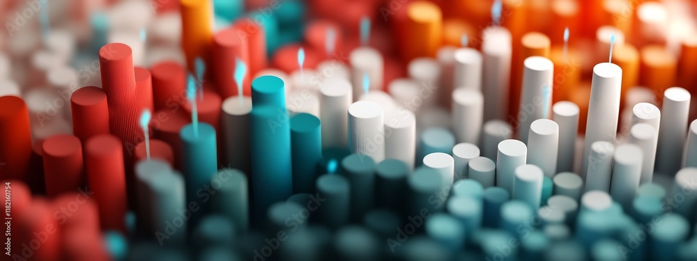 A vibrant 3D rendered visualization depicting the dynamic frequency distribution and patterns of technological disruptions within a modern industry The colorful A vibrant 3D rendered visualization depicting the dynamic frequency distribution and patterns of technological disruptions within a modern industry The colorful