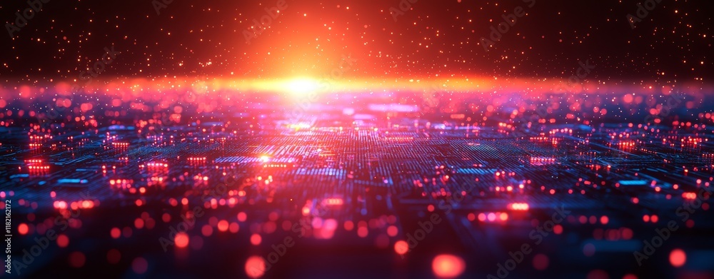 Fototapeta premium Blue geometric abstract technology background, with a concept illustration of blue technology light