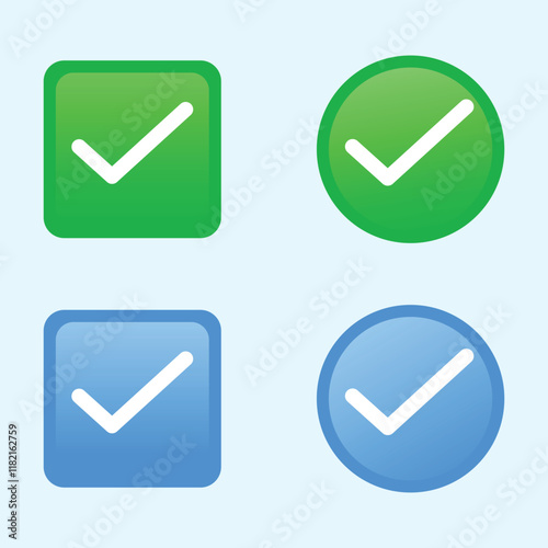 Green check mark emoji icon. Isolated. Vector
