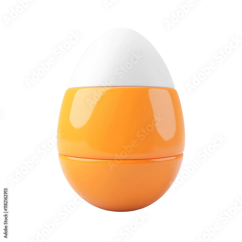 Orange and White Egg-Shaped Container 3D Render photo