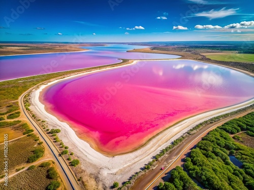 Stunning Aerial View of Pink Lake Bumbunga, Lochiel, South Australia photo