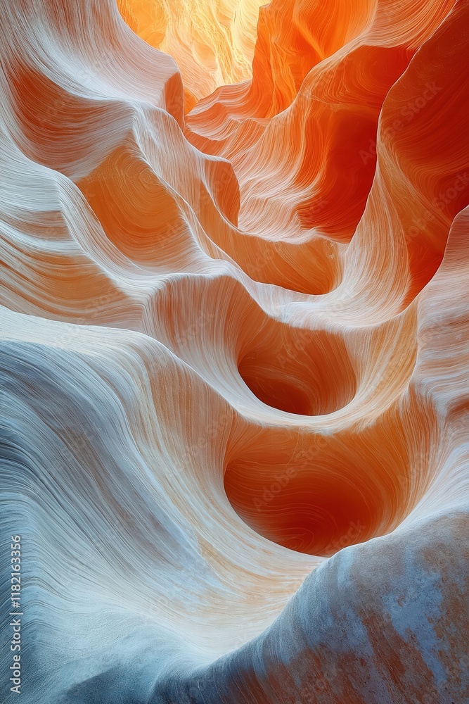 Stunning geological formations create vibrant patterns in a narrow canyon under glowing light Stunning geological formations create vibrant patterns in a narrow canyon under glowing light