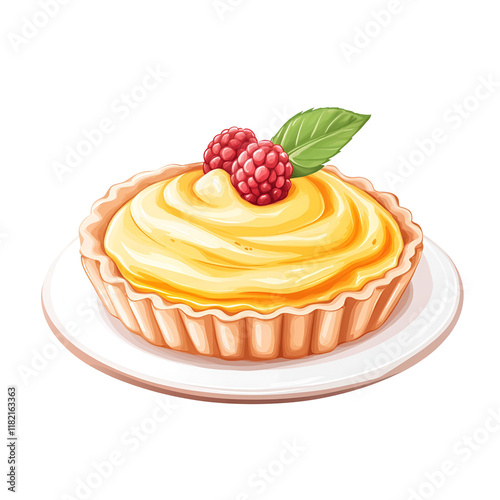 Wallpaper Mural Delicious Lemon Tart Pastry Dessert with Raspberries and Mint Torontodigital.ca