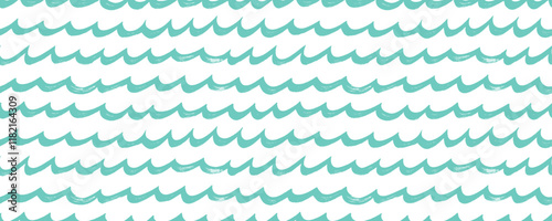 Abstract sea background with blue thick brush strokes. Hand drawn nautical seamless pattern.