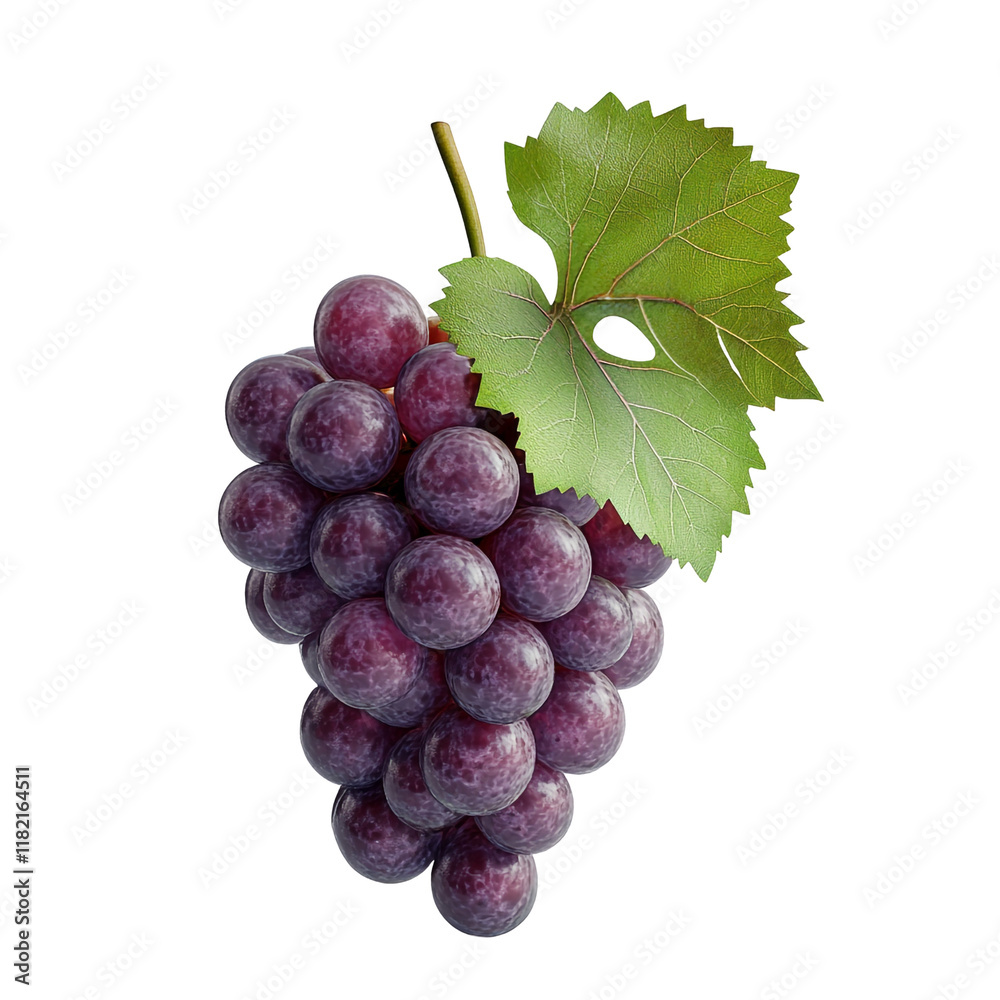 Fototapeta premium Luscious Red Grapes with Vibrant Green Leaf