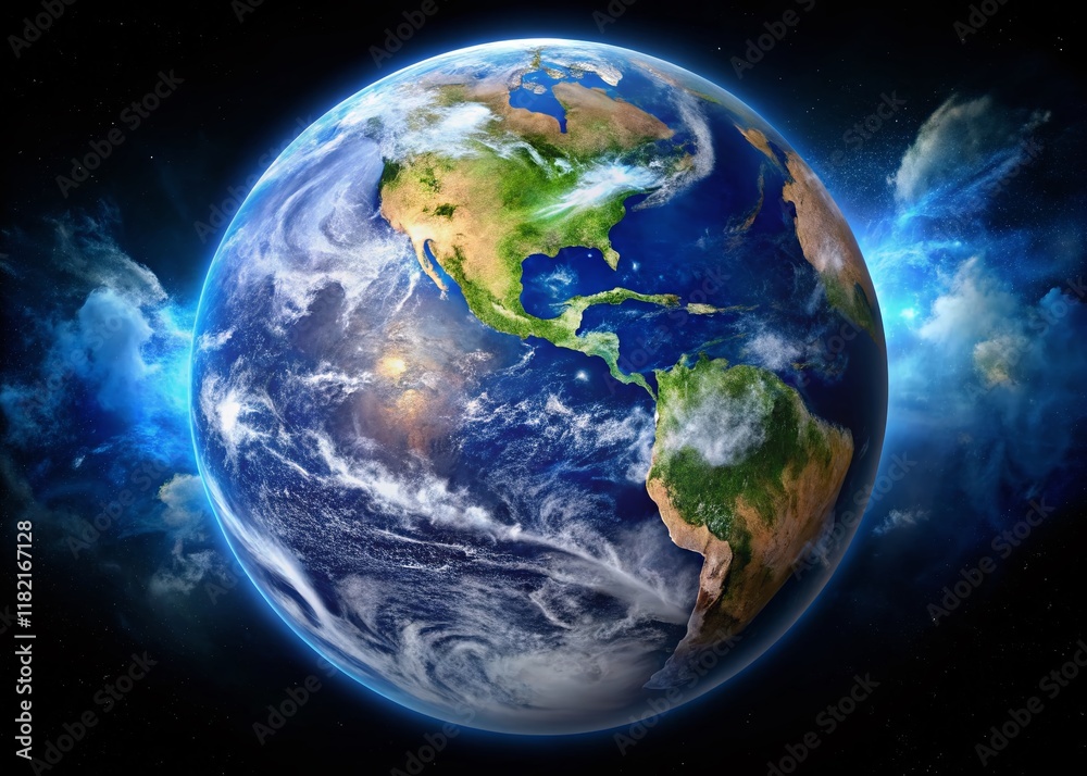 Stunning Drone View of Earth from Space: Blue Marble, Celestial Sphere, Planet Earth, Cosmic Landscape, Galaxy Stunning Drone View of Earth from Space: Blue Marble, Celestial Sphere, Planet Earth, Cosmic Landscape, Galaxy