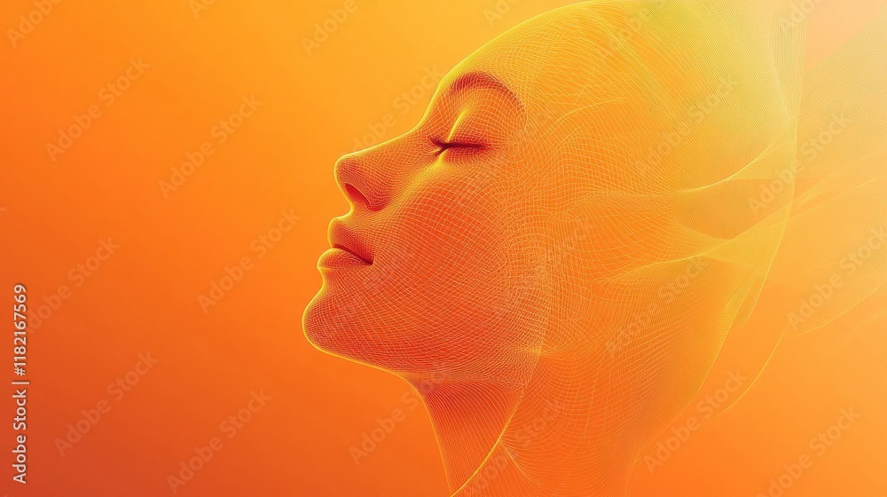 Abstract Wireframe Portrait of a Woman in Profile Abstract Wireframe Portrait of a Woman in Profile