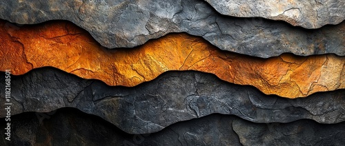 A vivid, abstract portrayal of geological rock layers, showcasing intricate textures and hues that accentuate the earth's natural beauty and complexity photo