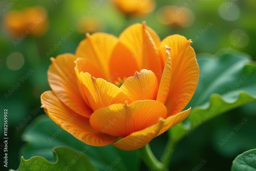 Delicate orange petals unfolding on a pumpkin vine, nature, floral art Delicate orange petals unfolding on a pumpkin vine, nature, floral art