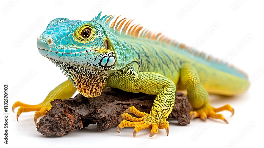 Fototapeta premium Vibrant Green Iguana: A Striking Portrait of Tropical Beauty