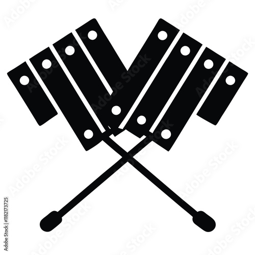 clean vector silhouette of a xylophone 