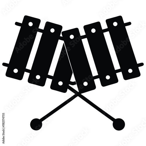 clean vector silhouette of a xylophone 