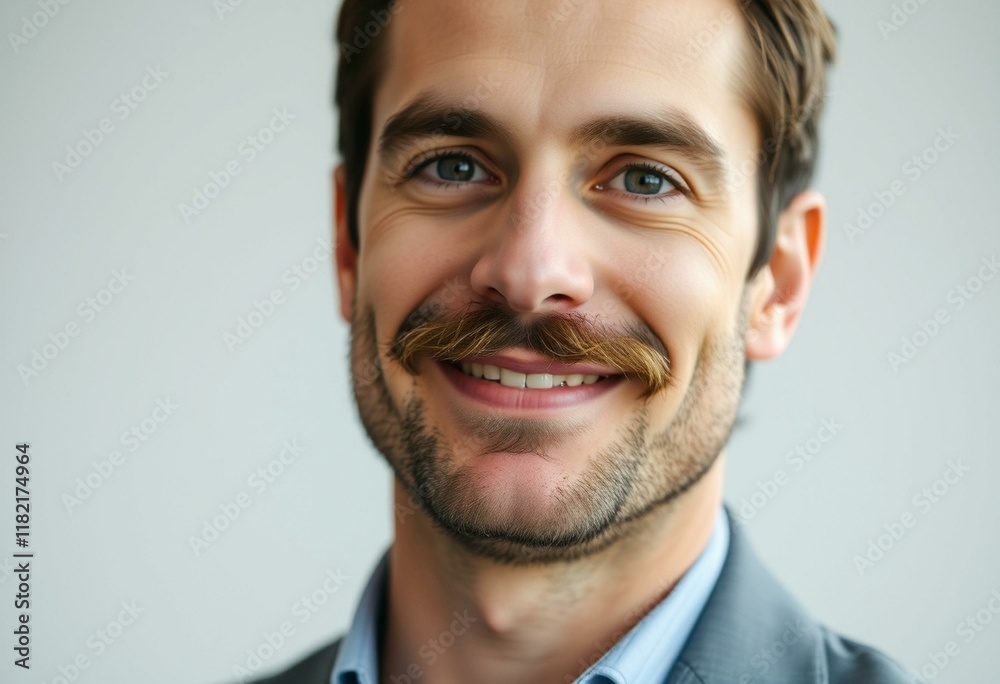Obraz premium Portrait of a man with a moustache in a professional setting