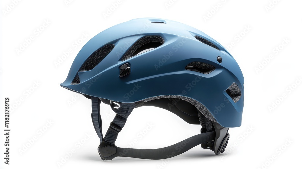 Fototapeta premium Stylish Blue Bicycle Helmet for Safe Riding