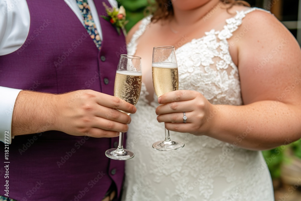 Romantic Celebration of Love with Toast and Sparkling Beverage in Elegant Attire Romantic Celebration of Love with Toast and Sparkling Beverage in Elegant Attire