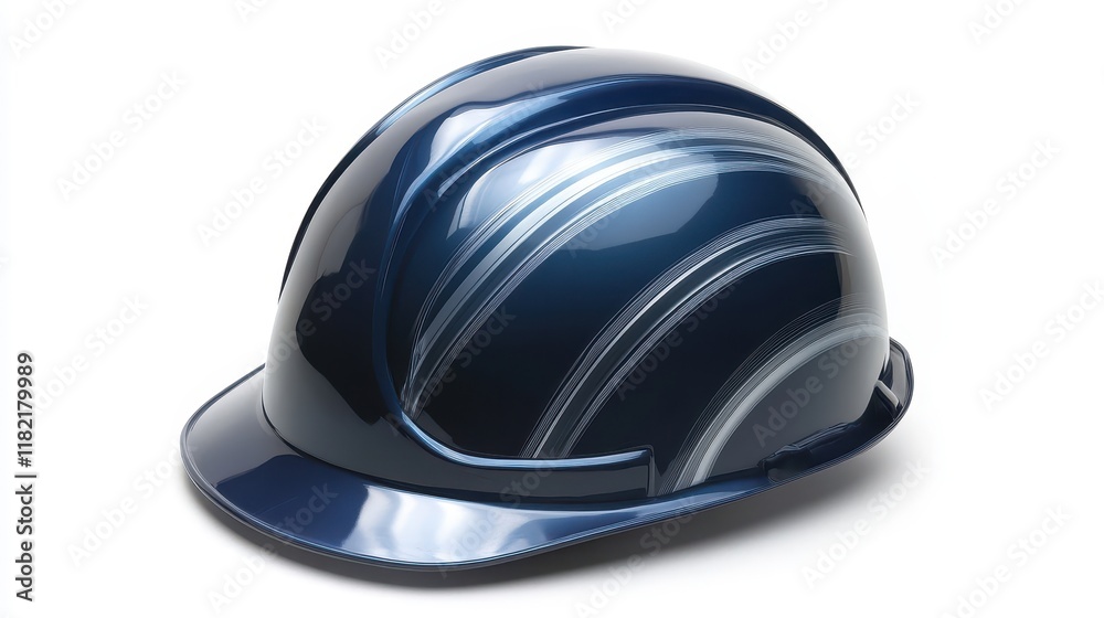 Fototapeta premium Glossy Blue Hard Hat Isolated on White Background
