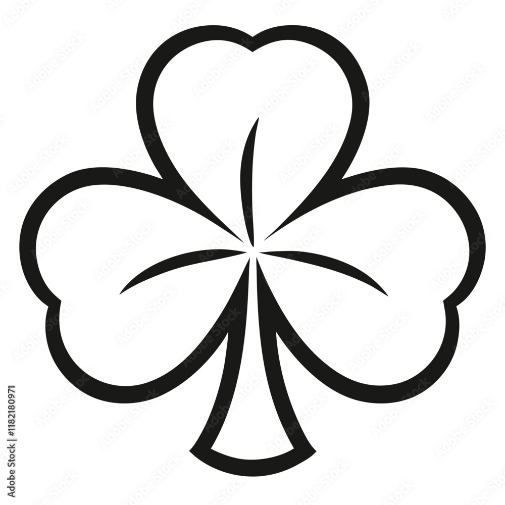 Shamrock outline icon, Irish shamrock leaf logo silhouette, trefoil clipart art design, 
vector illustration