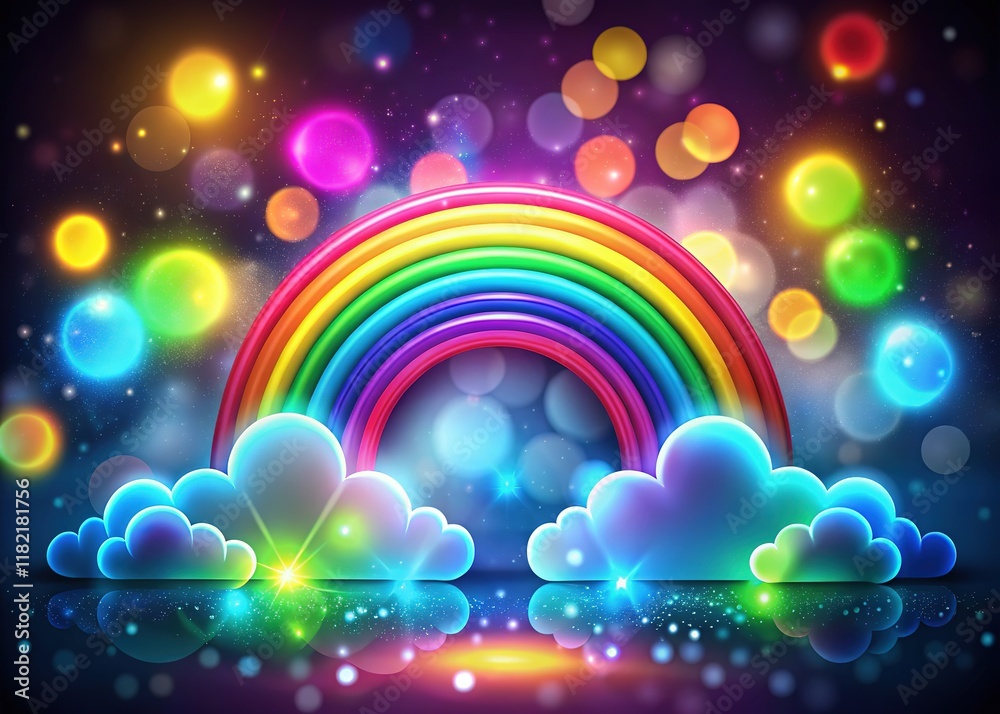 Rainbow clouds, pastel neon, over metallic sparkle. Rainbow clouds, pastel neon, over metallic sparkle.