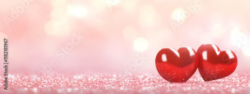 red christmas background  in concept of valentine day on 14 February  2025 with pink and red heart gift love rose romance romantic things with background photo