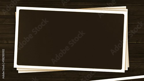 blackboard black and white sepia flat design intro design set of multiple paper canvas template turning pages photo album gallery wooden table 3d render motion graphics social media introduction blank