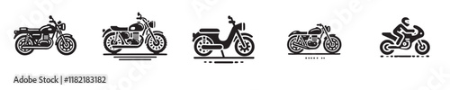 vector collection of cool motorbike icon silhouettes