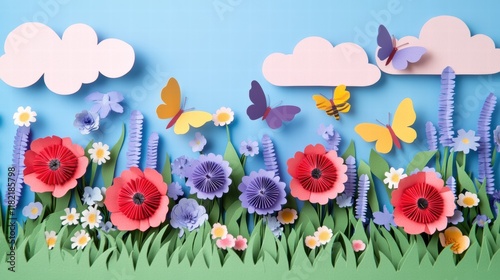 Creating a Paper Craft Wildflower Meadow in Pastel Colors Art Studio Craft Project Indoor Close-up Paper Craft Art photo