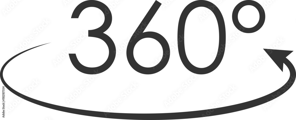 Naklejka premium 360-degree rotation icon with circular arrows