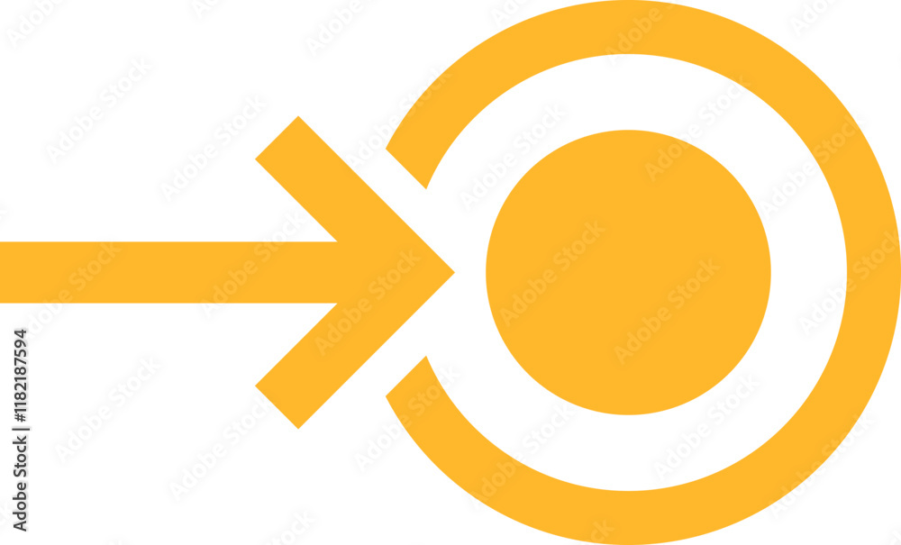 Yellow arrow entering circular target icon Yellow arrow entering circular target icon