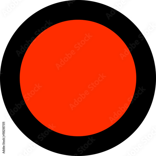 Red circle with black border symbol