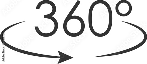 360-degree rotation icon with circular arrows