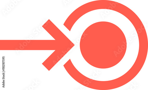 Red arrow entering circular target icon