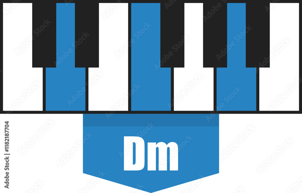 D minor chord diagram on piano keys D minor chord diagram on piano keys