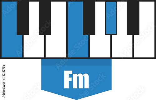 F minor chord diagram on piano keys
