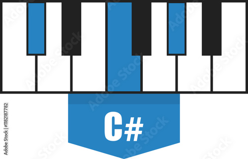 C# major chord diagram on piano keys