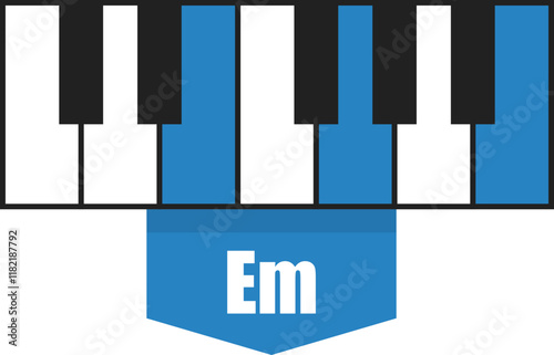 E minor chord diagram on piano keys