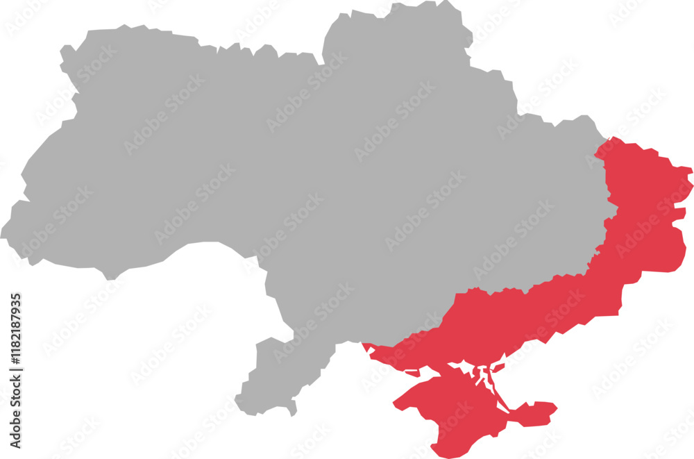 Ukraine map with highlighted eastern and southern regions Ukraine map with highlighted eastern and southern regions