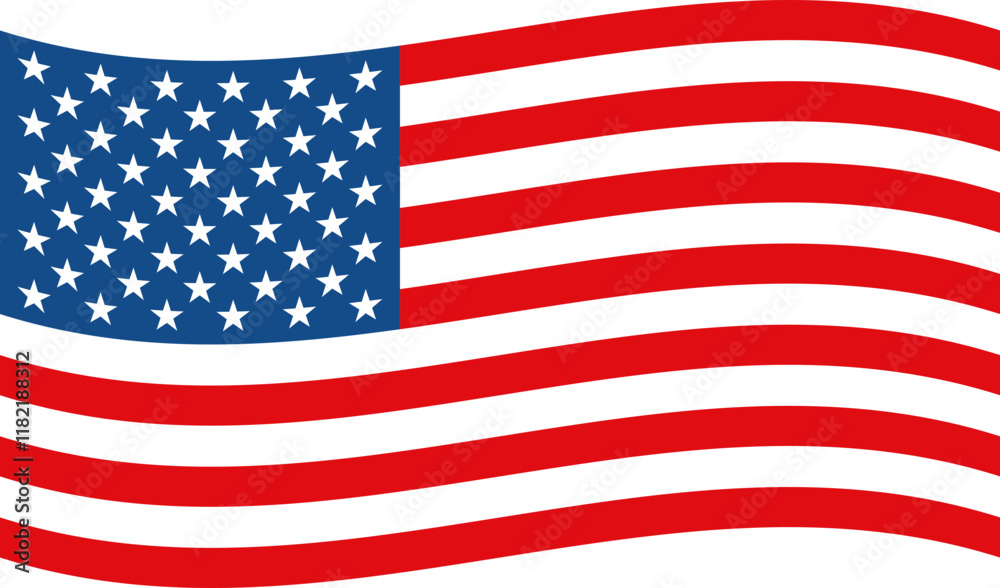 Naklejka premium Waving American flag illustration