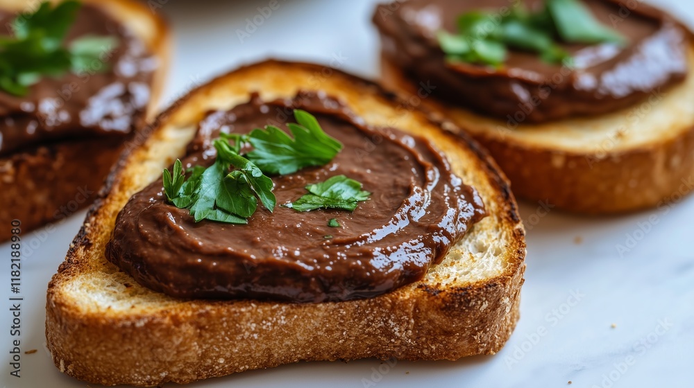 A delicious slice of Vegemite on perfectly toasted bread, garnished with fresh herbs. A delicious slice of Vegemite on perfectly toasted bread, garnished with fresh herbs.