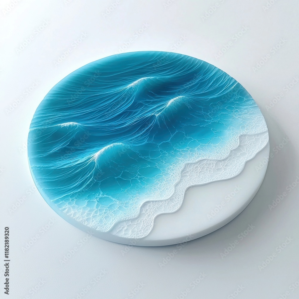 A stunning 3D illustration of ocean waves crafting serene coastal beauty. A stunning 3D illustration of ocean waves crafting serene coastal beauty.