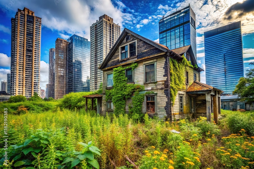 Fototapeta premium Urban areas face escalating housing prices.
