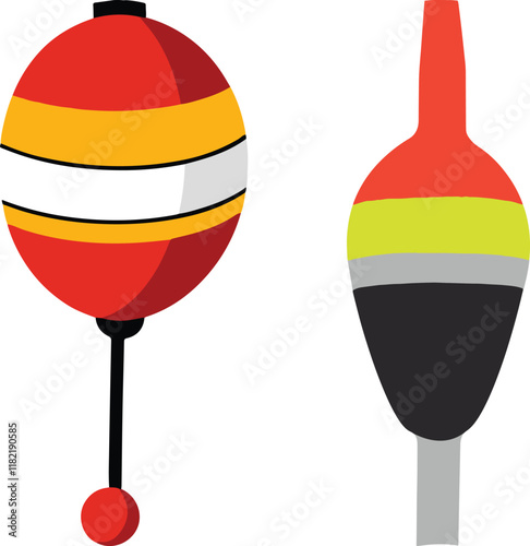  Two different types of Fishing Bobber vector isolated on white background.