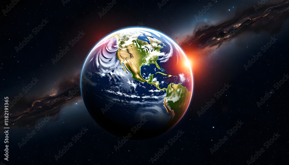 Fototapeta premium View of the earth from the cosmos. The elements of this image fu, with white tones