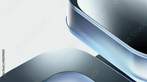 Minimalist Metallic Rounded Forms in Blue
