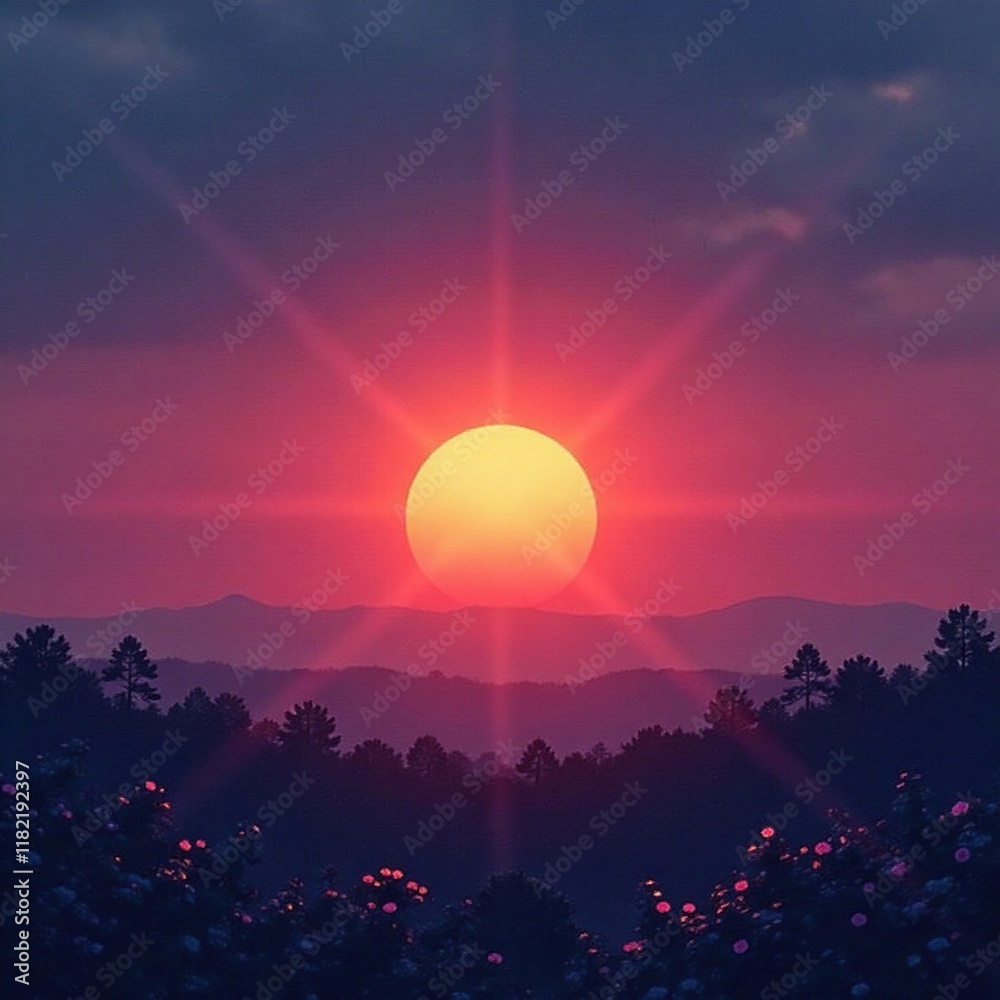 Obraz premium Soft sunset with orange pink glow fading into darkness, empty space, texture