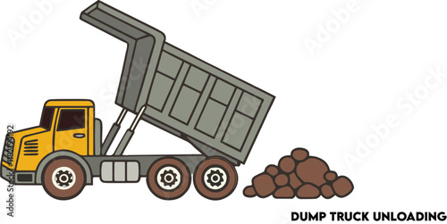 Garbage dump truck, Dumping truck vector isolated on white background.