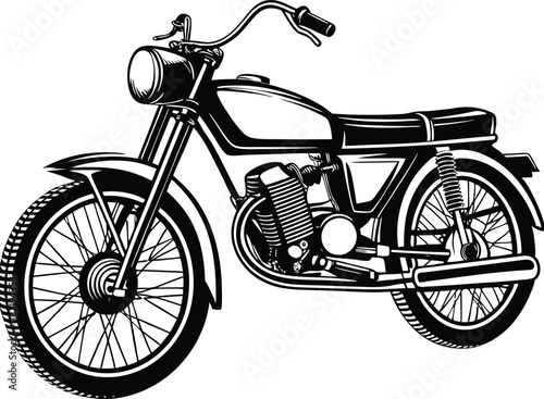 Vintage Motorcycle Illustration Classic Black and White Design